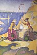Paul Signac Women at the Well (Young Provencal Women at the Well) (mk06) France oil painting artist